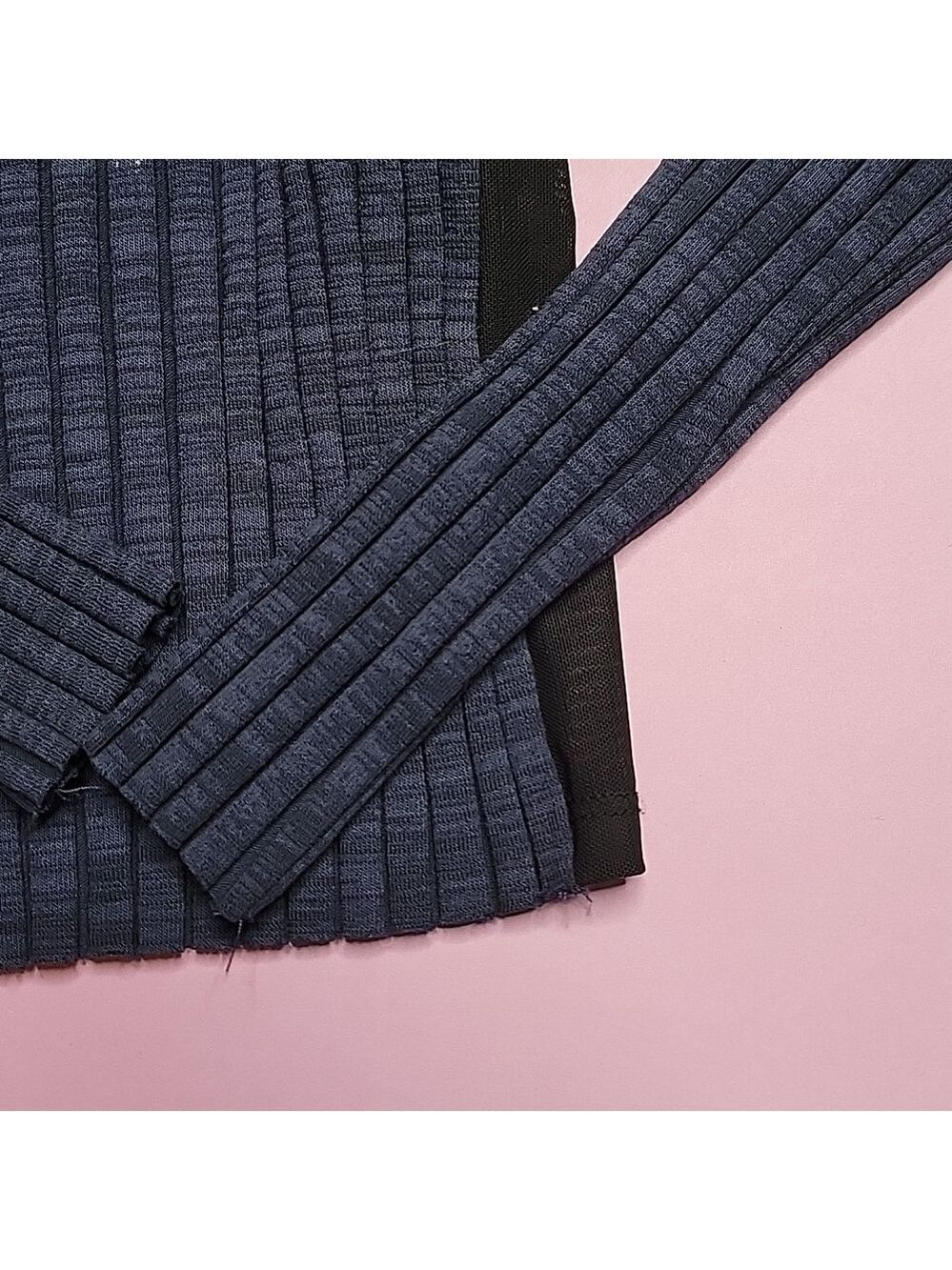 Zara Navy Ribbed Sheer Back Top - Picture 3 of 5